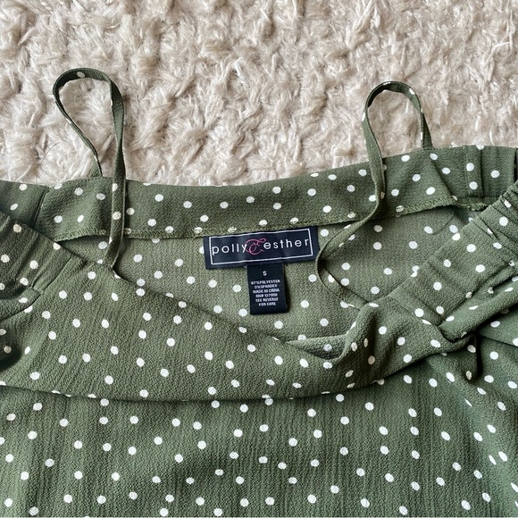 Polly & Esther Green Polka Dot Off the Shoulder Top - Picture 3 of 5